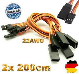 2x Servokabel Verlängerungskabel 200cm Servo Kabel Verlängerung JR 22AWG 2000mm - Bild 1 von 9