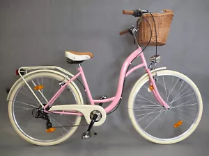 28" ZOLL DAMENFAHRRAD CITY BIKE FAHRRAD KORB GRATIS 6 GäNGE MILEDO RETRO NEU - Bild 1 von 9