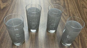 Vintage 60s 70s Libbey Mid Century Modern Gray Striped 5” Glasses Set (4) - Picture 1 of 4