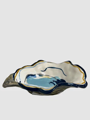 $25 Coton Colors by Laura Johnson Blue Oyster Trinket Bowl 4.5"