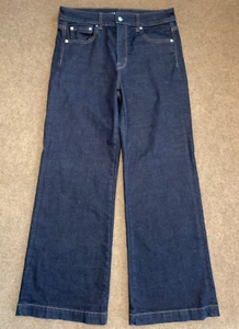 Pantalones de mezclilla American Eagle para mujer 10 (32x31) pierna ancha tiro medio color índigo oscuro lavado - Imagen 1 de 10