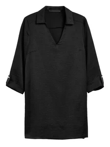 NUEVA TÚNICA DE SEÑORA NEGRA DE TEXTURA SUAVE CUELLO TALLA SIGUIENTE 8-22 MANGA CORTA - Imagen 1 de 4