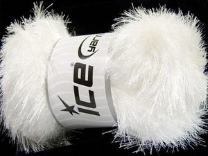 100 Gram White Eyelash Glitz #46549-35794 Ice Sparkly White Eyelash Yarn 153 yds - Picture 1 of 3
