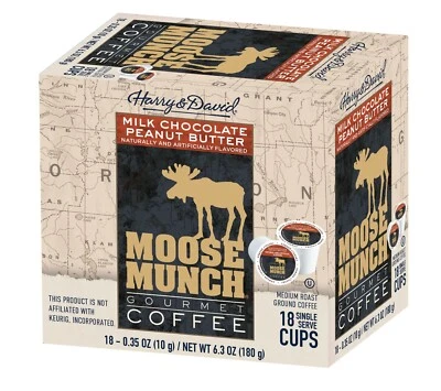 Moose Munch by Harry & David, Milk Chocolate Peanut Butter, 18 Single Serve Cups