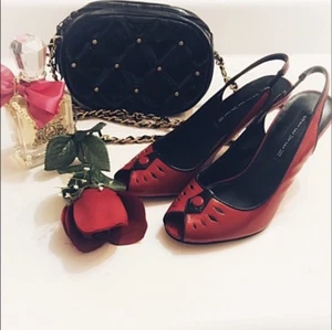 Steven Red Peep Toe Slingback Stilettos Size 7 - Picture 1 of 7