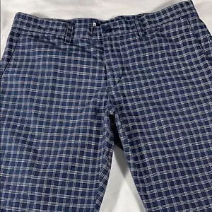 Ben Sherman mens navy w/ white check plaid flat front 10" chino shorts - size 34 - Picture 1 of 13