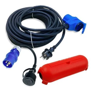 CEE Camping Kabel Set - 15m Schuko an Winkelkupplung + 30cm Adapter + Schutzbox - Bild 1 von 11