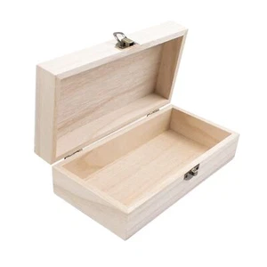 Wood Storage Box with Lid Solid Container Keepsake Decorative Table Large Rectan - Picture 1 of 6
