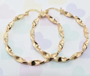 SALE 18K Gold Filled 3 x 50mm Hoop Earring Women Birthday Party Xmas E/9698g - Picture 1 of 4