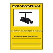 Placa exterior homologada zona videovigilada Amarillo