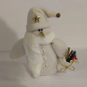 8" Off White Christmas Snowman With Bag - Picture 1 of 9