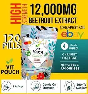 Beetroot Extract 12000mg Super High Strength Vegan Capsule Heart Blood Digestion - Picture 1 of 9