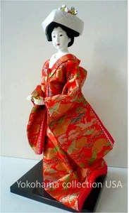 Japanese OYAMA Doll 13" H Bride Wedding Red Kinran Brocade Kimono/Made in Japan  - Picture 1 of 10