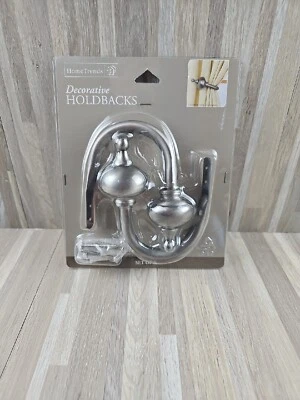 Tendencias para el hogar ~Retenciones decorativas para cortinas coloniales ~ Juego de 2 ~Níquel cepillado ~ Foto 1 de 4