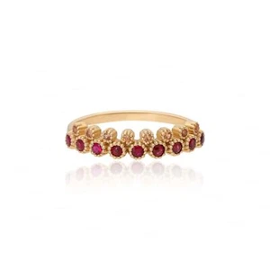 14K GOLD 0.48 CT. GENUINE RUBY AND ORANGE SAPPHIRE ART DECO RING FINE JEWELRY - Picture 1 of 4