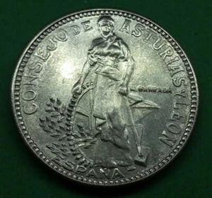 2 Pesetas 1937 CONSEJO DE ASTURIAS Y LEÓN SIN CIRCULAR SC VARIANTE 7 Largo - Imagen 1 de 10