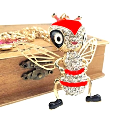 Betsey Johnson Cristal Abeja Ocupada Movible 3D Oro Colgante Collar Bolsa de Regalo Gratis Foto 1 de 4