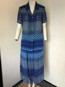 BNWOT!! Blue Tone Pattern 2 Piece Skirt And Shirt Outfit - By Eastex - Size 10 - Picture 1 of 6