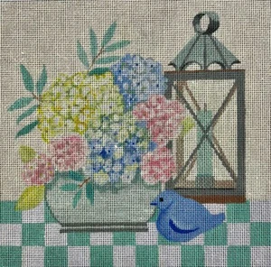 Needlpepoint Handpainted Amanda Lawford Beachside Tablescape 8x8 - Picture 1 of 1