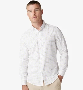Mizzen + Main Men’s Leeward Long Sleeve White Geo Floral No Tuck Dress Shirt XXL - Picture 1 of 16
