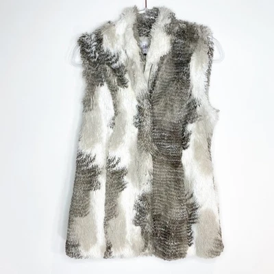 CAbi #3179 женщин осина искусственного меха жилет полный молнии уютный желтовато-коричневый белый карманы размер маленький - Изображение 1 из 4