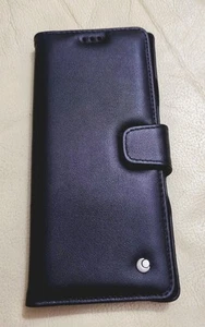 Coque Sony Xperia 10 Plus en cuir véritable noir noir Nappa NEUVE fait main - Photo 1/17