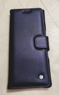 Sony Xperia 10 Plus Funda de Cuero Genuino Negra Nappa TOTALMENTE NUEVA HECHA A MANO  Foto 1 de 4