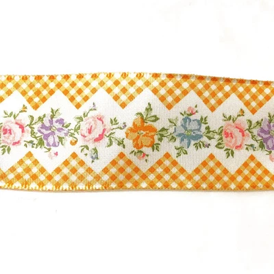 Offray Wired Edge Ribbon 1-1/2" Lattice Rose 9 Rust Floral Craft 10yds - Image 1 of 4