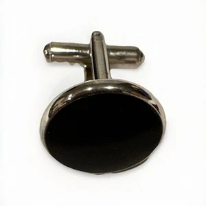 Single Classical Black and Silver Shirt Tuxedo Cuffflink Button Cuff Link Stud - Picture 1 of 6