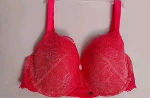 LA SENZA 38C LIGHTLY PADDED UNDERWIRE CONVERTIBLE STRAPS NEON CORAL FLORAL LACE - Picture 1 of 15