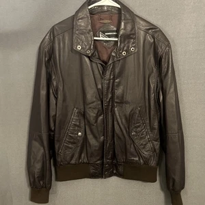 Members Only Vintage 80's Genuine Leather Cafe Racer Bomber Jacket Mens 42 - Picture 1 of 7