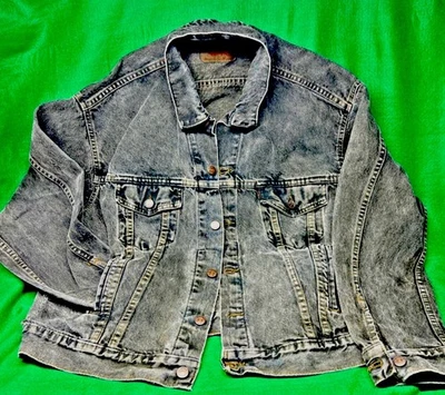 Levi’s Black Denim 577 Truckers Jacket Vintage 1980s Men’s XL Faded Distressed - Image 1 of 4