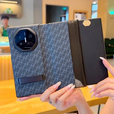 For Huawei Mate XTs Ultimate Luxury Smart PU Leather KickStand Grid Case Cover - Image 1 of 4