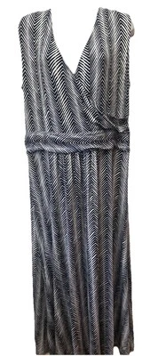 Maxi Vestido Talbots Talla Grande 1X Sin Mangas Elástico Tejido Rayas Azul Blanco Foto 1 de 4