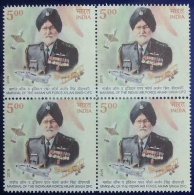 India 2019 Indian Air Force  Marshal S. Arjan Singh War Plane Sikh Sikhism Blk/4 - Image 1 of 2