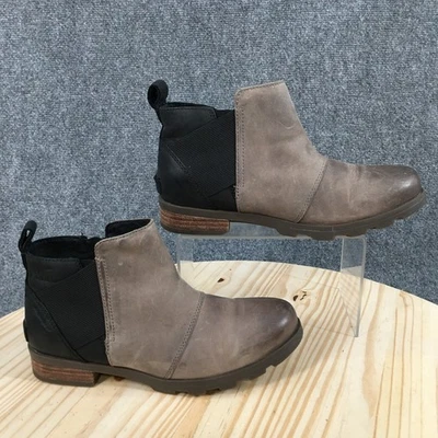 Sorel Ankle Boots Womens 7.5 Gray Emelie Chelsea Almond Toe Slip On Casual - Image 1 of 4