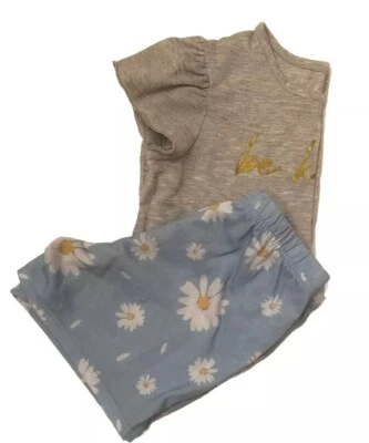 Conjunto de Pijama Carters Niñas Gris Azul Amarillo Margaritas Pijama Pantalones Cortos Talla S (6/6X) Foto 1 de 4