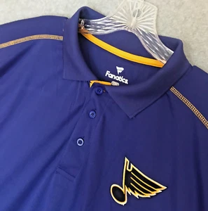 NEW! Fanatics St. Louis Blues NHL Polo Shirt Mens 5XL Golf Blue Stitched Logo - Picture 1 of 8