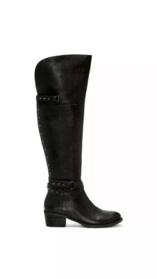 Bota VINCE CAMUTO Bestant Sobre la Rodilla OTK Negra Tachonada Talla 6 NUEVA Pantorrilla Ancha Foto 1 de 4