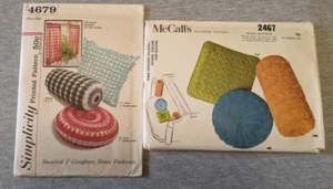 Vintage 60's Smocked Pillows & Cafe Curtains Simplicity 4679 McCall's 2467 Uncut - Picture 1 of 2