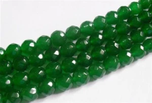 Natural 6mm Faceted Green Jade Gemstone Round Loose Beads 15" - Picture 1 of 3