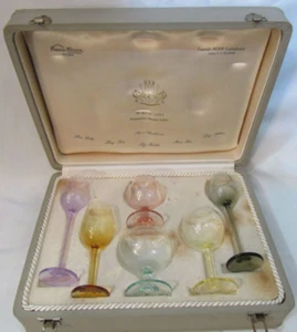 RARE Moser Club Vintage Multi Color  Glass Case Physiognomic Miniature Snifters - Picture 1 of 11