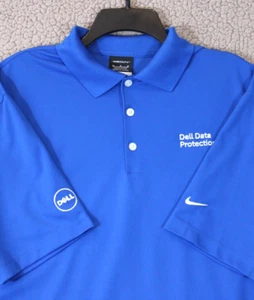 Nike Golf Dri-Fit Polo Shirt Mens Medium Blue Short Sleeve Dell Data Protection - Picture 1 of 18
