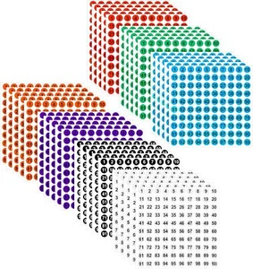 35 Sheets Number Stickers 1-100 Round Vinyl 7 Colors Number Sticker - Picture 1 of 5