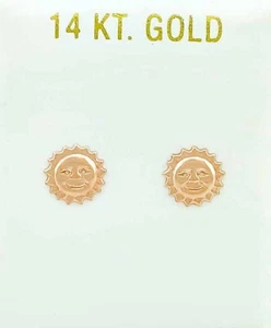 SUN STUD EARRINGS 14k ROSE GOLD - New With Tag - Picture 1 of 5