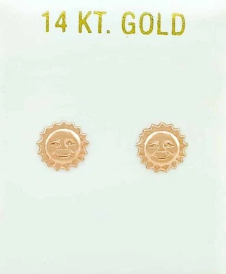 PENDIENTES SOL ORO ROSA 14k - Nuevos Con Etiqueta Foto 1 de 4