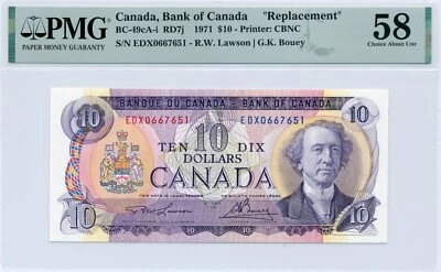 1971 $10 REPLACEMENT NOTE EDX - Bank of Canada, BC-49cA-i - PMG About UNC 58 - Image 1 of 2