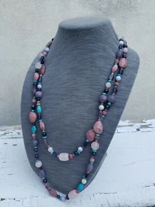 Vintage signierter Jay King Minenfund DTR Amethyst Quarz Achat Türkis Rhodonit - Bild 1 von 8