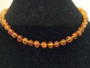 Vintage Amber Bead Necklace 16" - Picture 1 of 6