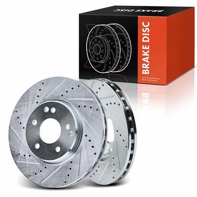 Front Drilled & Slotted Brake Rotors for Mercedes-Benz C320 E320 SLK300 Chrysler - Image 1 of 4